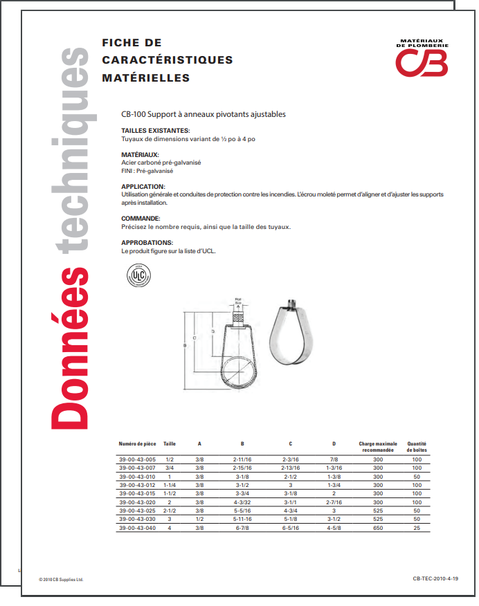 French TechData Sheet - CB100